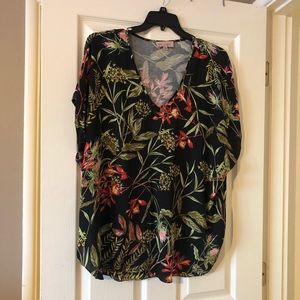 Philosophy - Black Tropical Print Top 2X